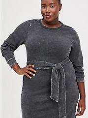 Plus Size Pullover Dress - Cozy Fleece Black Mineral Wash, DEEP BLACK, hi-res