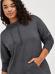 Hoodie Dress - French Terry Grey Wash, CHARCOAL, alternate