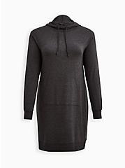 Hoodie Dress - French Terry Grey Wash, CHARCOAL, hi-res