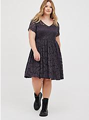 Plus Size Skater Dress - Lace Grey, NINE IRON, alternate