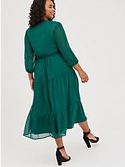 Tea-Length Skater Dress - Chiffon Clip Dot Emerald, EVERGREEN, alternate