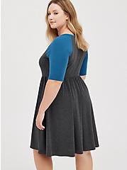 Plus Size Skater Dress - Super Soft Heather Grey & Blue, HEATHER  CHARCOAL, alternate