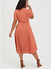 Midi Shirt Dress - Textured Stretch Rust, REDWOOD, alternate