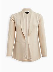 Longline Blazer - Stretch Crepe Taupe, OYSTER GRAY, hi-res