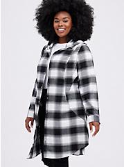 Plus Size Anorak - Brushed Flannel Plaid Black & White , MULTI, hi-res