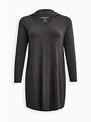 Plus Size Super Soft Hooded Lounge Tunic Gown, GREY, hi-res