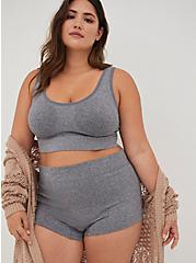 Scoop Neck Seamless Bralette - Ribbed Heather Grey, CHARCOAL HEATHER, alternate