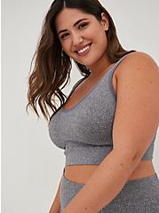 Scoop Neck Seamless Bralette - Ribbed Heather Grey, CHARCOAL HEATHER, hi-res