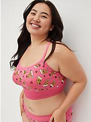 Plus Size Lightly Padded Bralette - Seamless Pizza Hearts Pink , PIZZA MY HEART- PINK, hi-res
