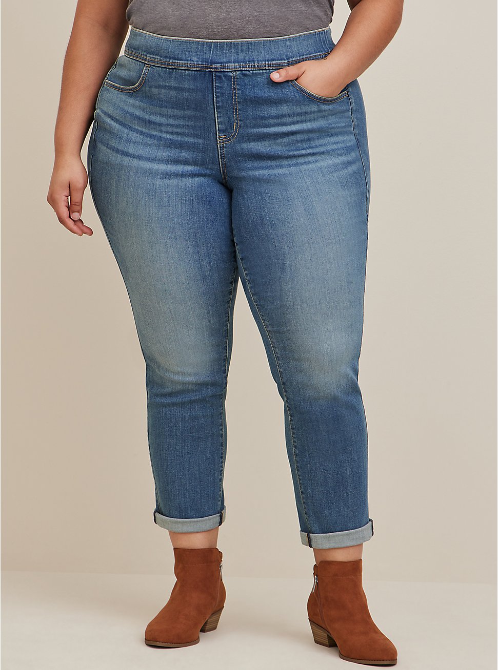 Plus Size Lean Jean Straight Super Soft High-Rise Jean, MARITIME, hi-res