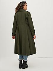 Plus Size Fit & Flare Military Coat - Wool Olive Green, DEEP DEPTHS, alternate
