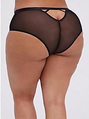 Plus Size Cut Out Cheeky Panty - Lace & Mesh Black, RICH BLACK, alternate