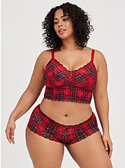 Plus Size Cheeky Panty - Lace Plaid Red, NEXT TARTAIN PLAID- RED, hi-res