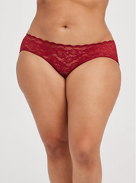 Lace Cage Back Hipster Panty - Red, BIKING RED, alternate