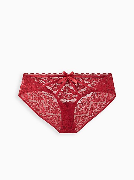 Lace Cage Back Hipster Panty - Red, BIKING RED, hi-res