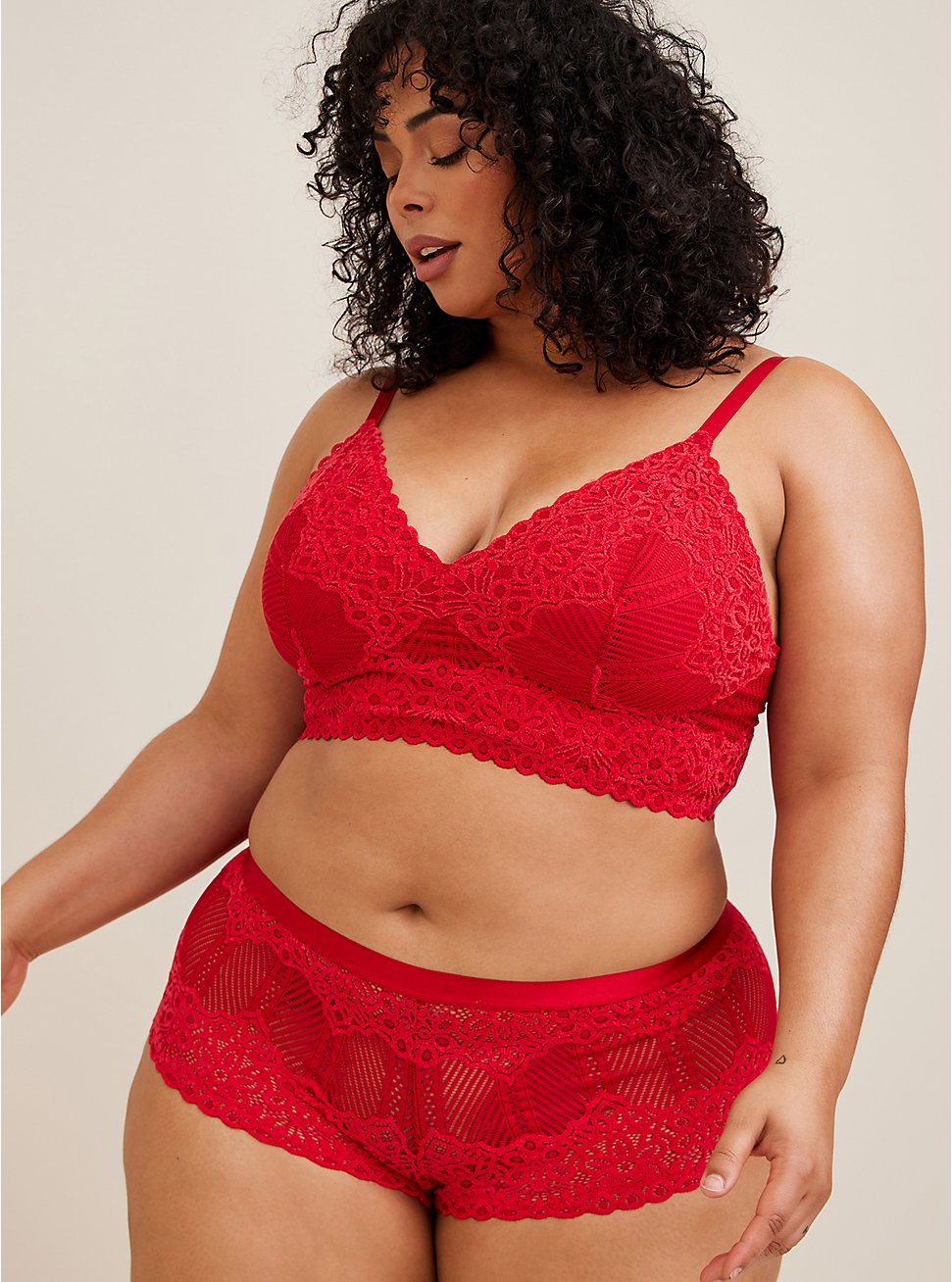 Plus Size Chenille Lace Mid-Rise Cheeky Panty, JESTER RED, hi-res