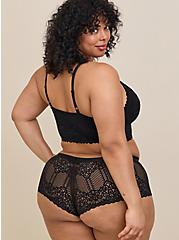 Plus Size Cheeky Panty - Chenille Lace Black, RICH BLACK, alternate