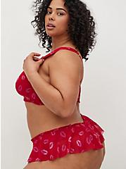 Thong Panty - Ruffle Mesh Skirt Lips Red, HOLIDAY LIPS- RED, hi-res