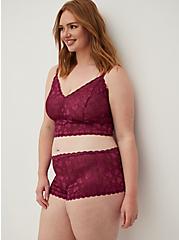 Plus Size Cheeky Panty - Lace Hearts Pink, NAVARRA, hi-res