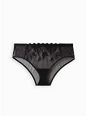 Keyhole Back Hipster Panty - Embroidered Flames Black, RICH BLACK, hi-res