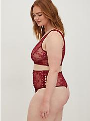 Plus Size High Waist Thong Panty - Lace Up Red, BIKING RED, alternate