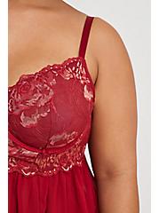 Plus Size Underwire Babydoll - Lace Red & Gold, BIKING RED, alternate