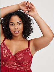 Plus Size Underwire Babydoll - Lace Red & Gold, BIKING RED, hi-res