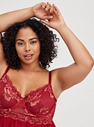 Underwire Babydoll - Lace Red & Gold, , hi-res