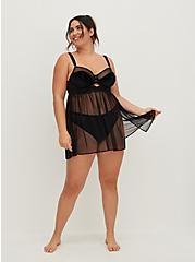 Velour And Lace Babydoll, RICH BLACK, alternate