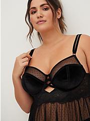 Velour And Lace Babydoll, RICH BLACK, alternate