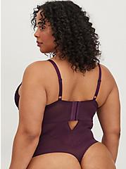 Plus Size Underwire Bodysuit - Lace & Mesh Purple, BLACKBERRY, alternate
