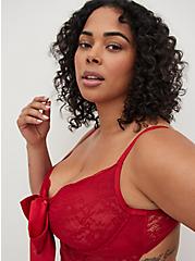 Plus Size Underwire Bodysuit - Lace & Bow Red, JESTER RED, alternate