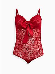 Plus Size Underwire Bodysuit - Lace & Bow Red, JESTER RED, hi-res