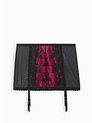 Plus Size Boudoir Garter Skirt - Lace Pink & Black, NAVARRA, hi-res