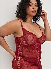 Underwire Chemise - Lace Up Red, BIKING RED, alternate