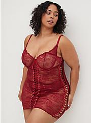 Underwire Chemise - Lace Up Red, BIKING RED, hi-res