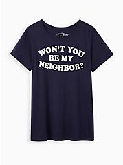 Plus Size Slim Fit Crew Tee - Signature Jersey Mister Rodgers Navy, PEACOAT, hi-res