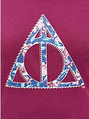 Classic Fit Ringer Top - Harry Potter Deathly Hallows Floral , PURPLE POTION, alternate