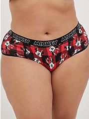 Plus Size Disney Cheeky Panty - Cotton Mickey Mouse Plaid Red, MULTI, alternate