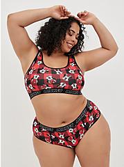 Plus Size Disney Cheeky Panty - Cotton Mickey Mouse Plaid Red, MULTI, hi-res