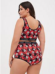 Plus Size Disney High Waist Cheeky Panty - Cotton Mickey Mouse Plaid Red, MULTI, alternate