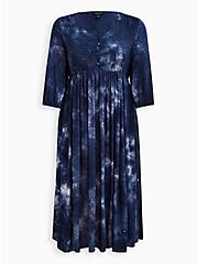 Plus Size Tea-Length Dress - Chiffon Clip Dot Tie-Dye Blue, TIE DYE-BLUE, hi-res