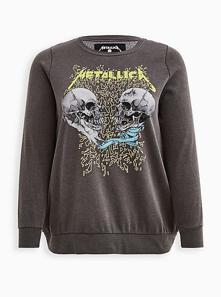 Plus Size Sweatshirt - Cozy Fleece Metallica Mineral Wash Black, , hi-res