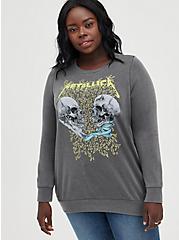 Plus Size Sweatshirt - Cozy Fleece Metallica Mineral Wash Black, , hi-res
