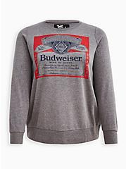 Sweatshirt - Cozy Fleece Budweiser Grey, MEDIUM HEATHER GREY, hi-res