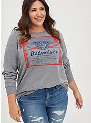 Sweatshirt - Cozy Fleece Budweiser Grey, MEDIUM HEATHER GREY, hi-res
