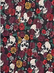Plus Size Longline Rain Jacket - Nylon Skull & Floral Black, SKULL, alternate