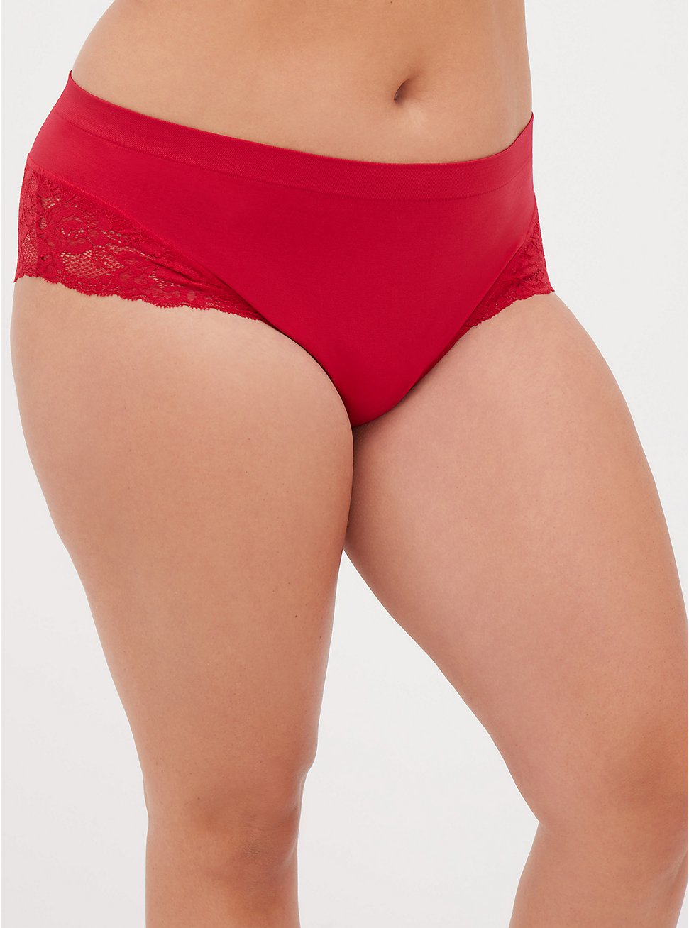 Plus Size Seamless Flirt Cheeky Panty - Nylon Red, JESTER RED, hi-res
