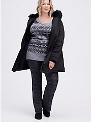 Plus Size Mid-Rise Trouser - Luxe Ponte Tweed Black, MULTI, alternate