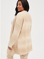 Open Front Cardigan Sweater - Acrylic Cotton Tan, TAN/BEIGE, alternate